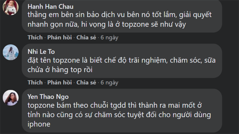 Kỳ vọng của người tiêu dùng về TopZone trên một diễn đàn công nghệ. Kỳ vọng của người tiêu dùng về TopZone trên một diễn đàn công nghệ.