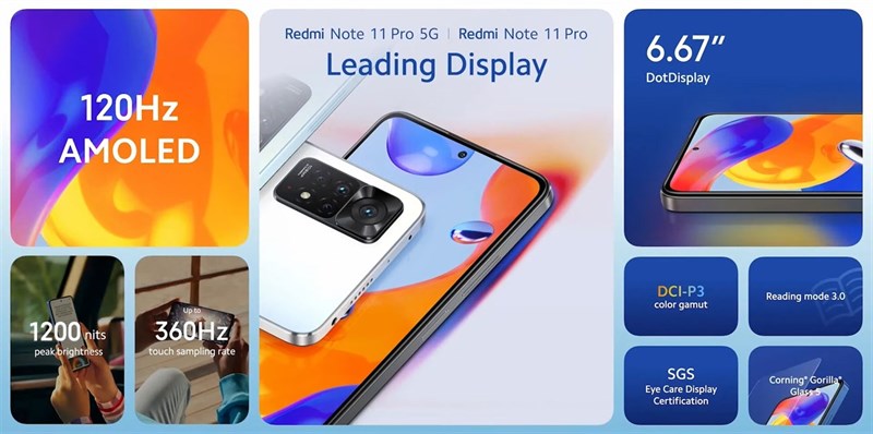 Redmi Note 11 Pro sẽ có một màn hình thiết kế đục lỗ khá nhỏ ở chính giữa. Nguồn: Xiaomi.