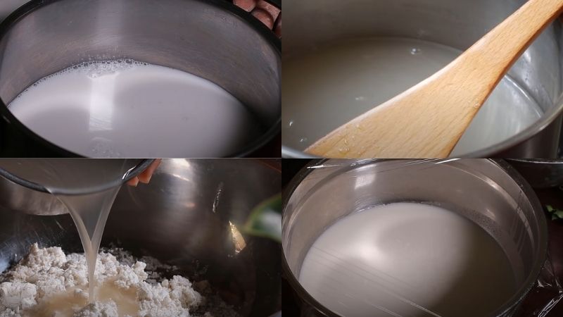 Trộn bột với hỗn hợp nước cốt dừa