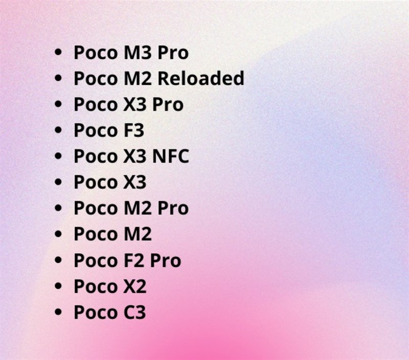 Danh sách điện thoại POCO đủ điều kiện cập nhật MIUI 13