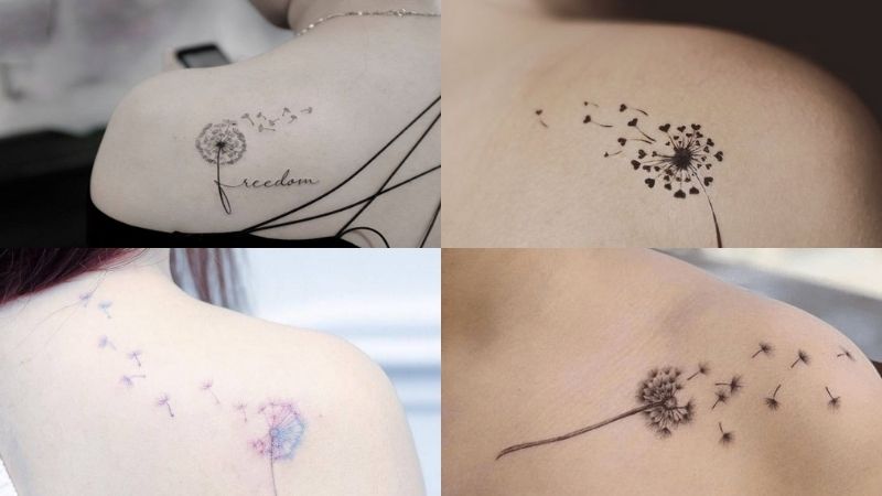 A dandelion tattoo on the shoulder represents youthfulness and dynamism.