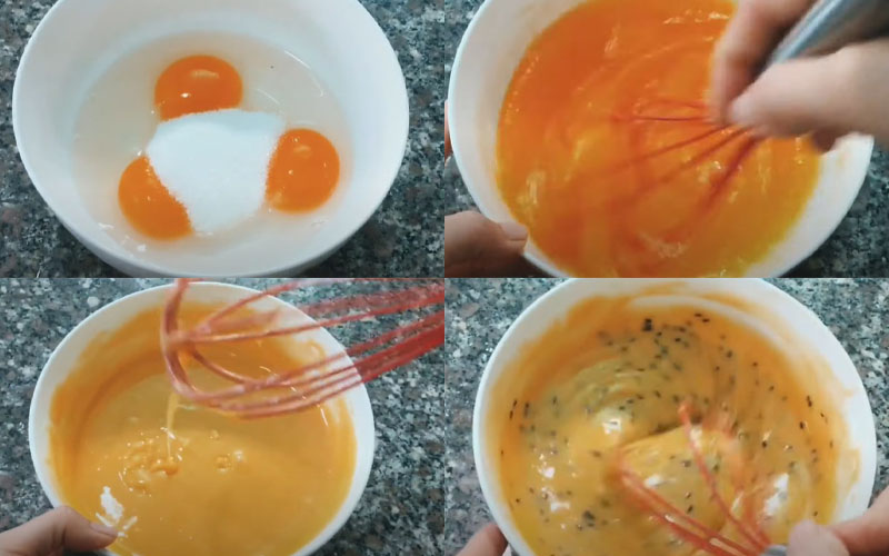 Trộn hỗn hợp bánh trứng