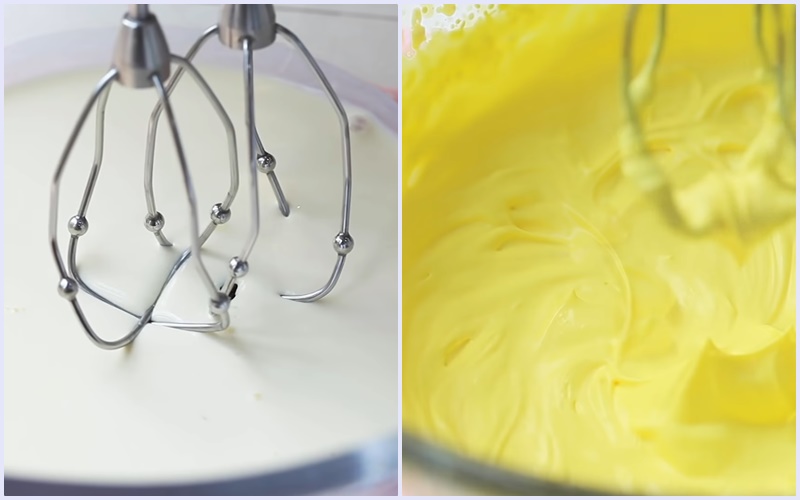 Trộn kem tươi với hỗn hợp Custard