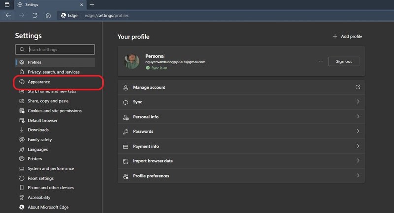 Cách bật Dark Mode (Chế độ tối) trên Microsoft Edge