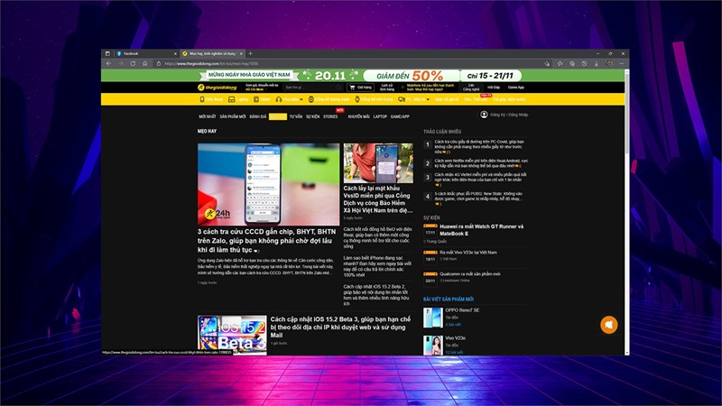 Cách bật Dark Mode (Chế độ tối) trên Microsoft Edge