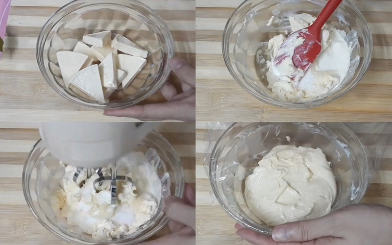 Sử dụng phô mai, kem tươi là có thể làm ra ngay nhân bánh hấp dẫn.
