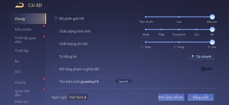 Setting Liên Quân Mobile trên Xiaomi 11T
