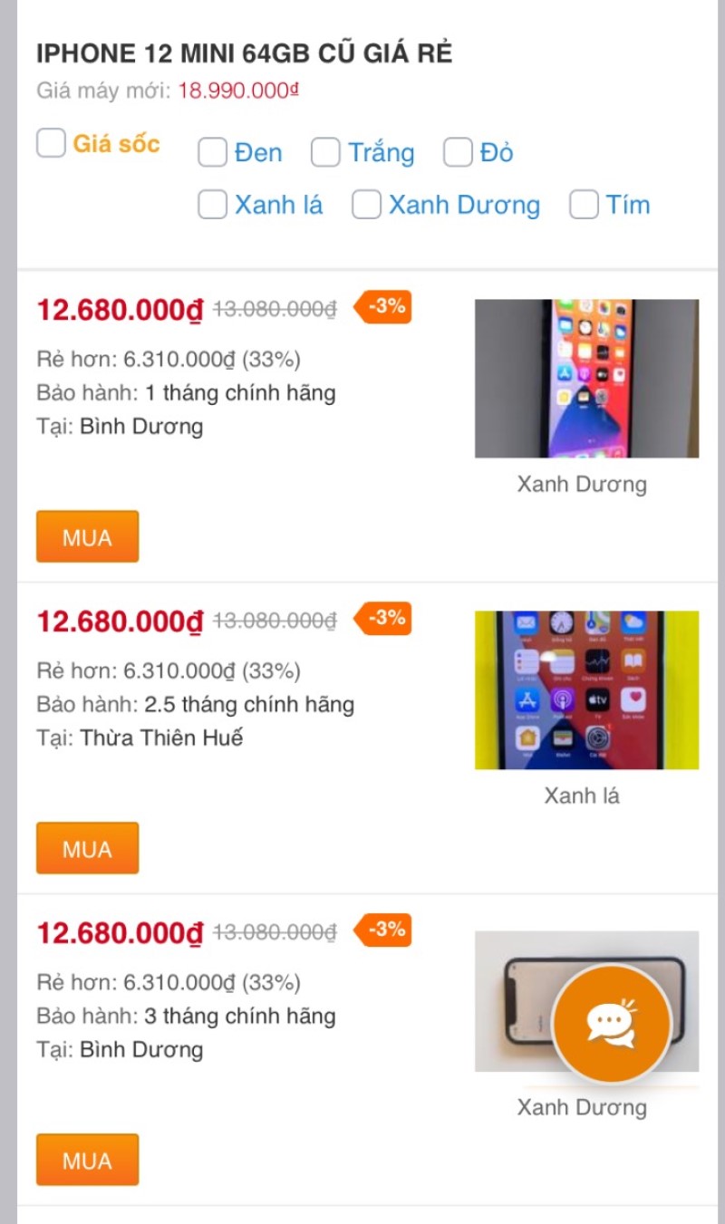 iPhone 12 mini 64GB cũ iPhone 12 mini 64GB cũ