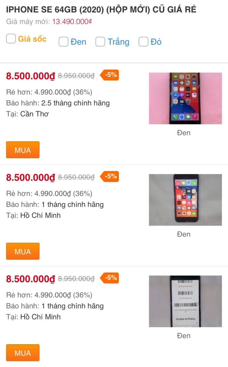 iPhone SE 64GB 2020 (Hộp mới) cũ iPhone SE 64GB 2020 (Hộp mới) cũ