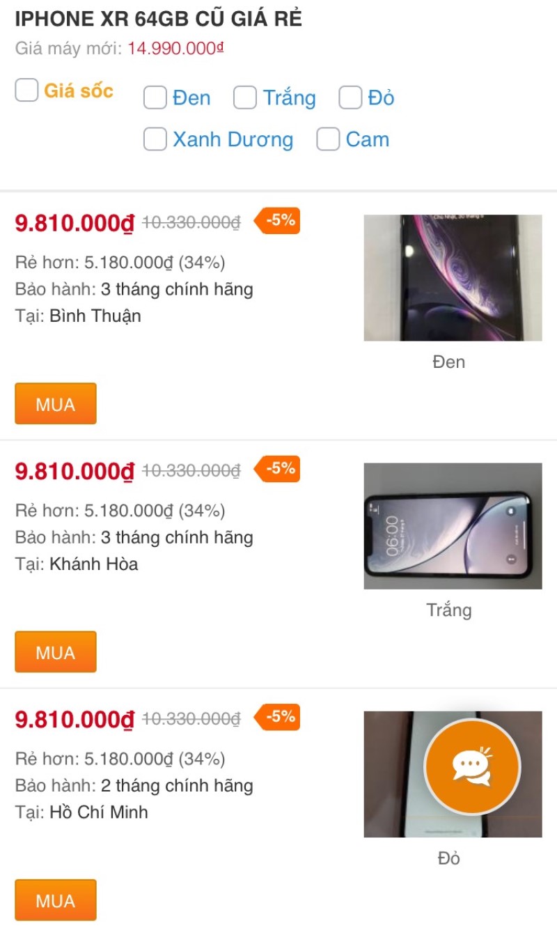 iPhone XR 64GB cũ iPhone XR 64GB cũ