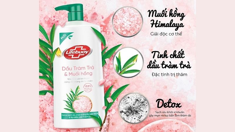 Sữa tắm Lifebuoy Detox Dầu Tràm Trà và Muối hồng