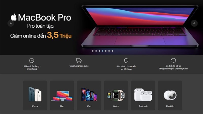 Trang chủ TopZone Các menu đều được làm tối giản hết mức, hình ảnh được làm lớn và bố trí gọn gàng