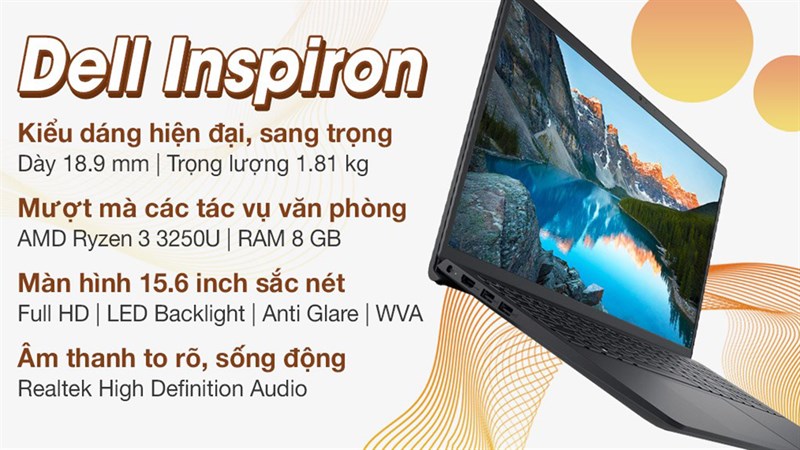 Dell Inspiron 15 có thiết kế thanh lịch, mạnh mẽ cùng hiệu năng ổn định