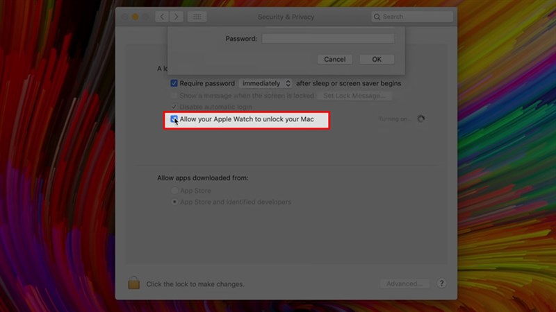 Mở khóa MacBook bằng AW