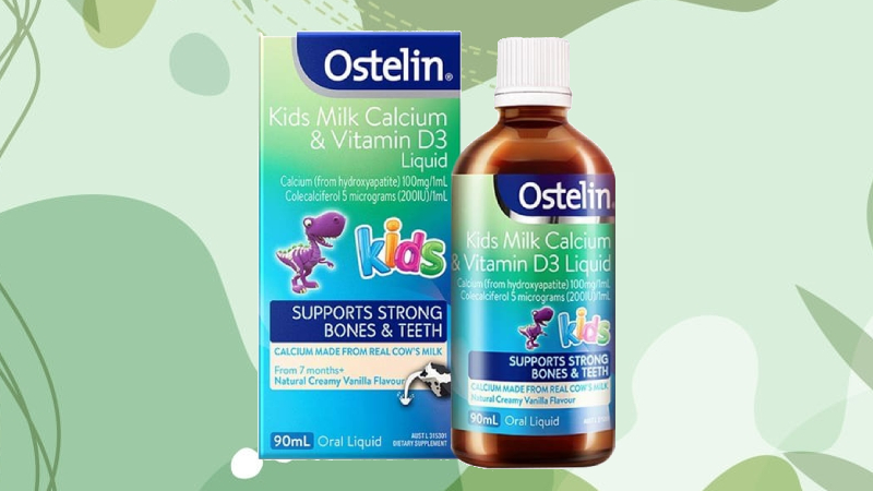 Ostelin Kids Milk Calcium & Vitamin D3 Liquid chứa 200IU vitamin D3 cho mỗi 1ml