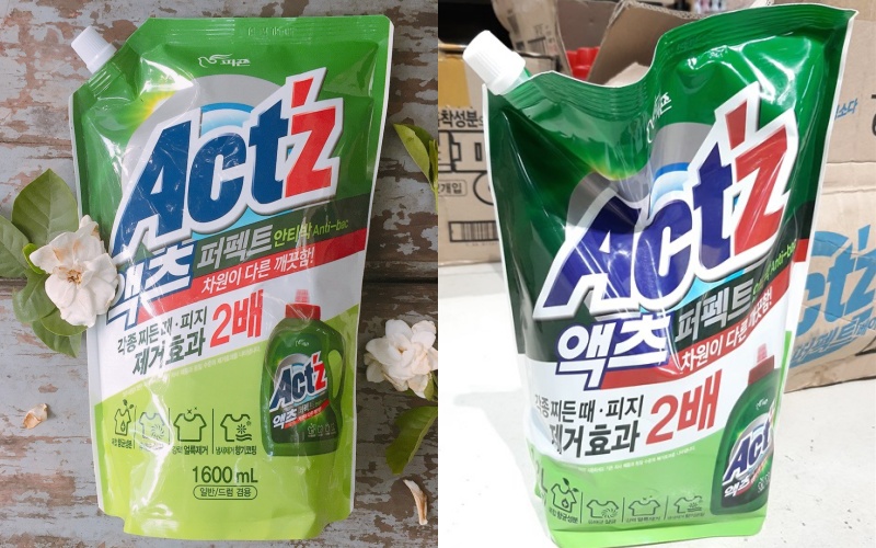 Bao bì và thiết kế của nước giặt xả Act'z