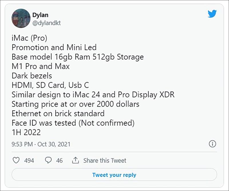 Bài viết của leaker Dylandkt trên Twitter Bài viết của leaker Dylandkt trên Twitter