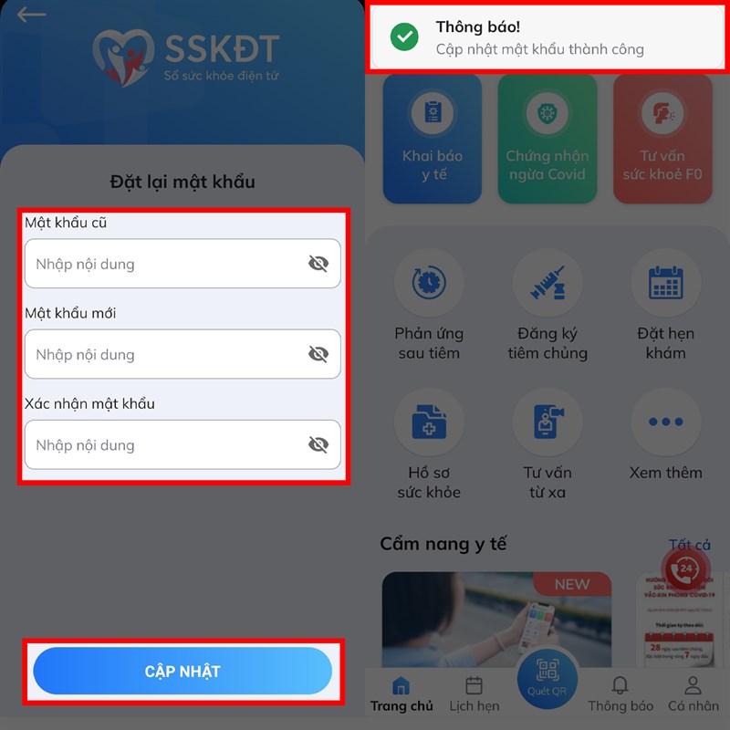 Đổi mật khẩu SSKĐT