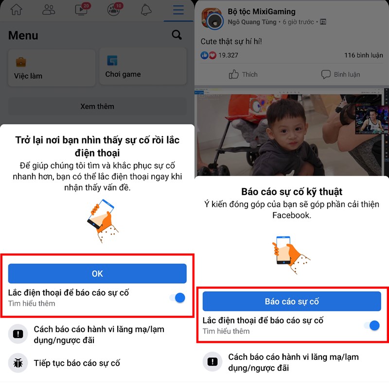 Báo cáo lỗi Facebook