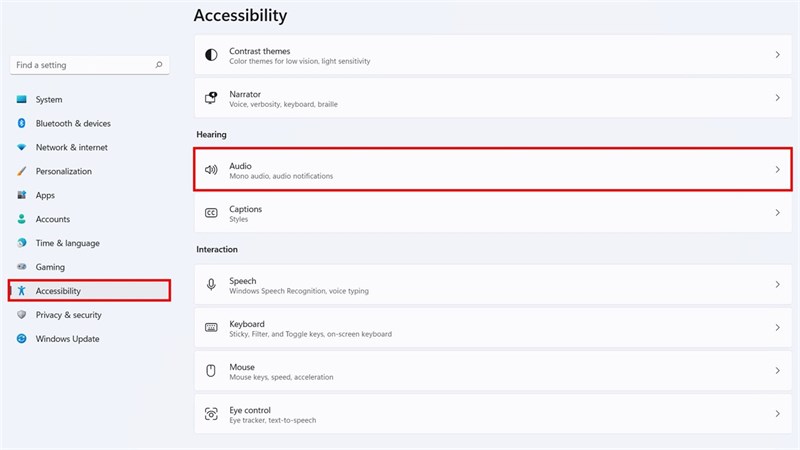 cách bật tính năng Mono Audio trên Windows 11