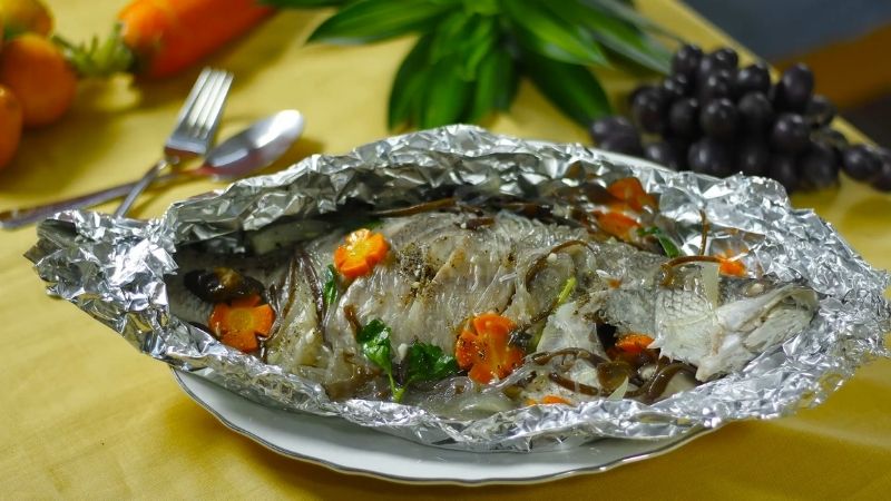How to make grilled seabass with sweet foil, once you eat it, you will be addicted