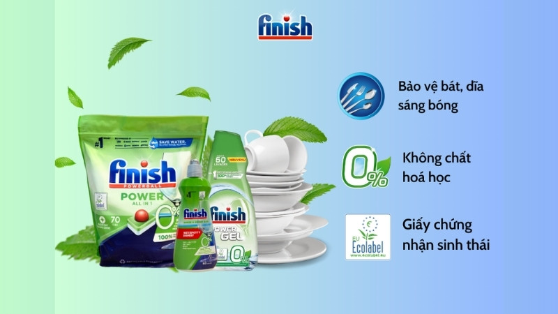 Viên rửa chén bát Finish ALL IN 1 ECO 0%