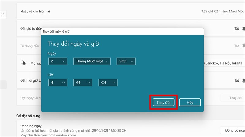 Sửa thời gian Windows 11