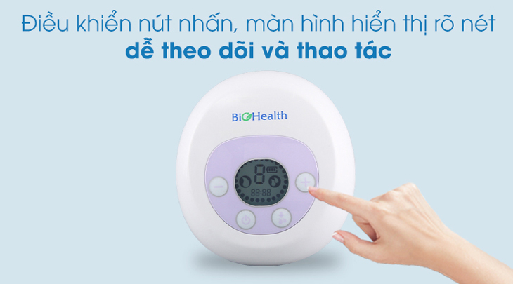 Máy hút sữa điện đơn BioHealth AE Basic cho bạn dễ sử dụng với điều khiến nút nhấn, màn hình rõ nét