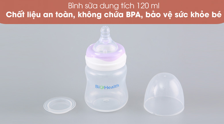 Máy hút sữa điện đơn BioHealth AE Basic có bình sữa đi kèm dung tích 120ml.