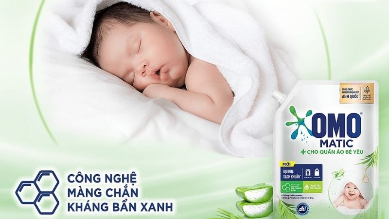 Nước giặt OMO Matic dịu nhẹ cho quần áo bé yêu