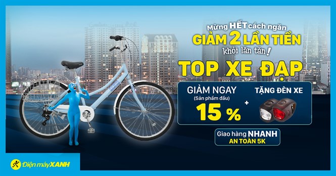 Sale 5 mẫu xe đạp giảm 15%, tặng đèn xe siêu xịn, đáng mua tháng 11 tại Điện máy XANH