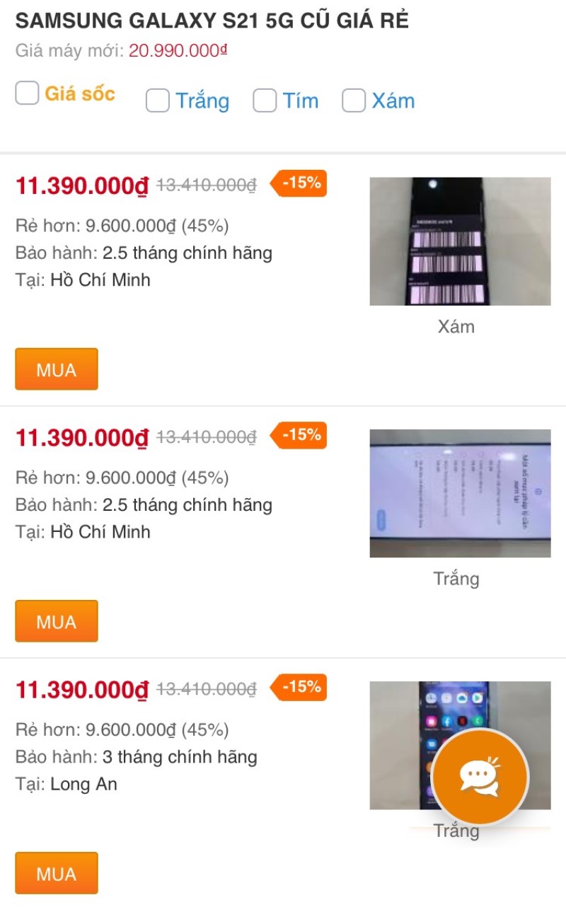 Galaxy S21 5G cũ giá đang quá hời, sở hữu ngay chỉ từ 11.390.000 đồng