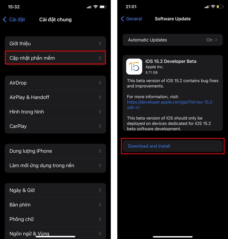 Cách cập nhật iOS 15.2 Beta 1 Cách cập nhật iOS 15.2 Beta 1