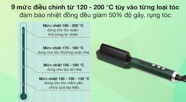 Lược điện chải tóc đa năng K.SKIN KD380K có 9 mức nhiệt
