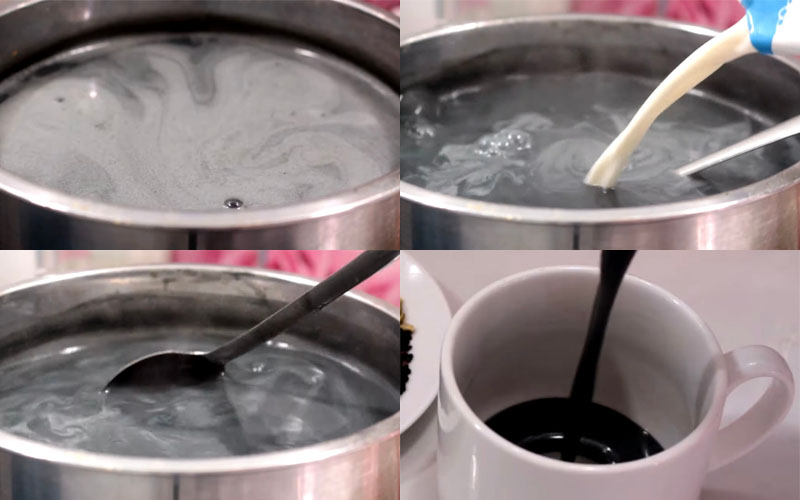 Nấu sữa mè đen đậu xanh