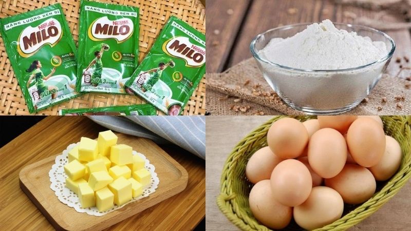 Nguyên liệu làm bánh milo lava