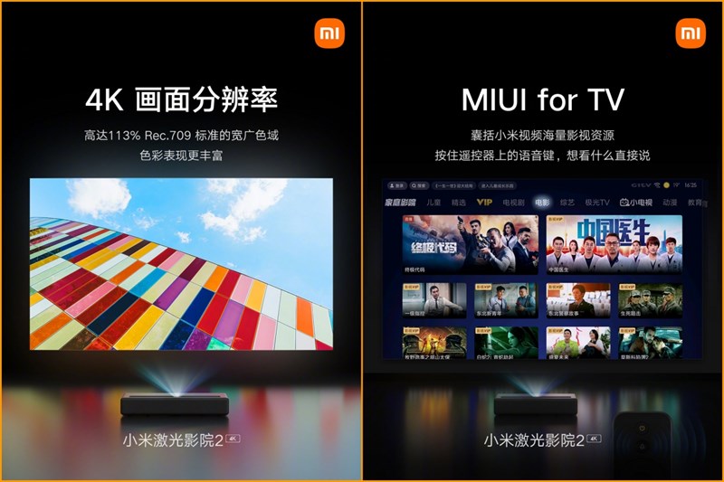 Xiaomi Laser Cinema 2 có thể xuất nội dung 4K