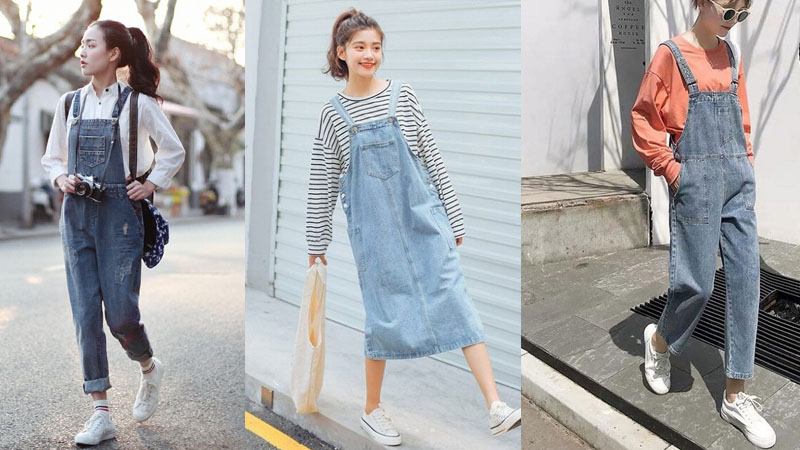 Giày thể thao, áo thun và yếm denim