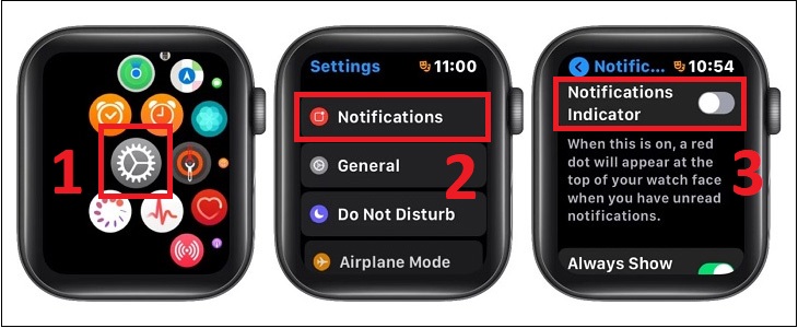 Tắt dấu chấm đỏ bằng Apple Watch