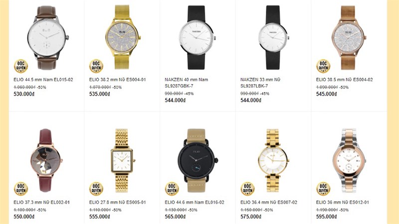 Sale lên đến 50% các loại đồng hồ thời trang