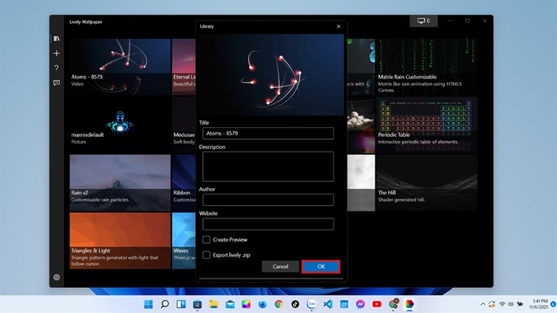 cài đặt hình nền động trong Windows 11