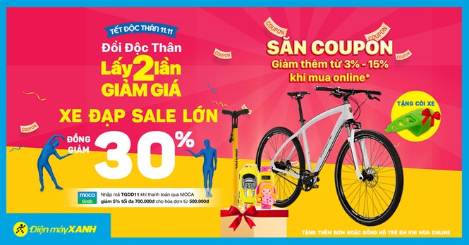 Flash Sale 11.11 - Lễ độc thân Xe đạp giảm giật gân đến 30%, tặng đèn xe siêu xịn. Săn COUPON giảm thêm đến 15%.