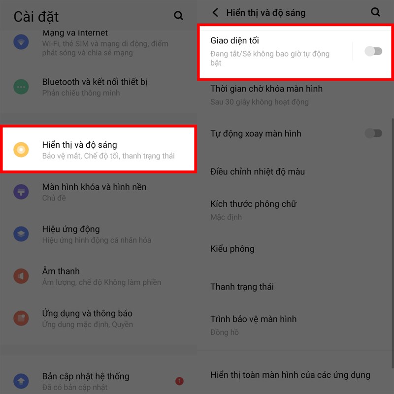 Bật chế độ tối