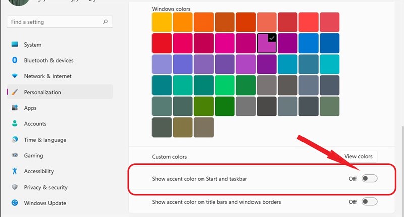 Cách đổi màu thanh Taskbar trên Windows 11