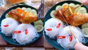 Trổ tài làm món bún nưa gà nướng ngũ vị ăn ngon mà không sợ béo