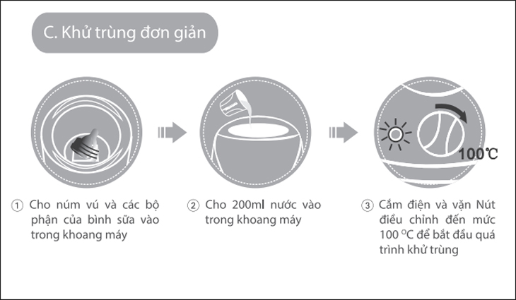 Hướng dẫn sử dụng chức năng tiệt trùng bình sữa