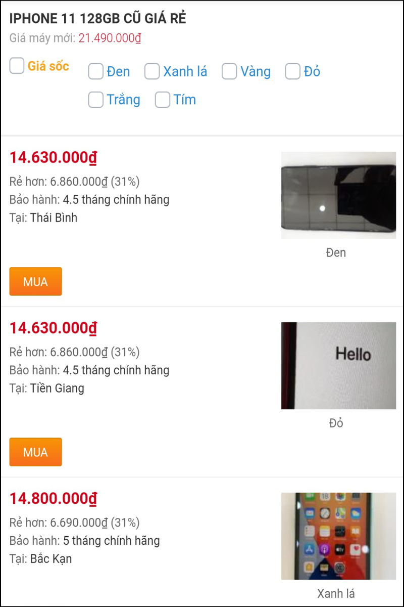 iPhone 11 128GB cũ iPhone 11 128GB cũ