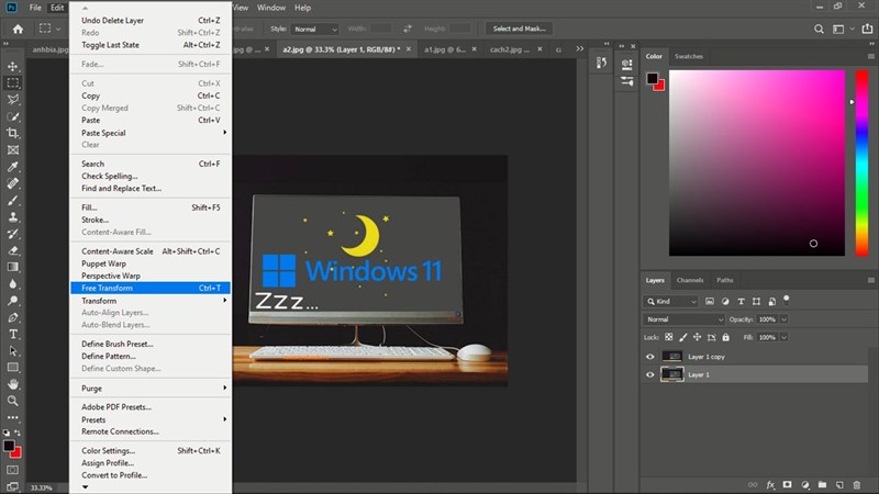 cách thay đổi kích thước một layer trong Adobe Photoshop