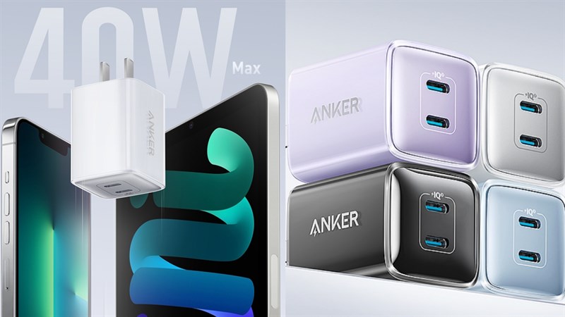 Anker ra mắt củ sạc mini 40W có cổng USB-C kép, sạc đầy pin iPhone 13 Pro Max trong 1 giờ 35 phút, giá hợp túi tiền