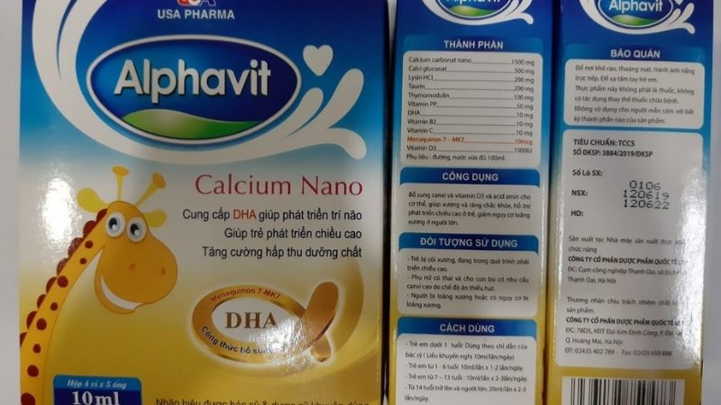Alphavit là dòng thực phẩm bổ sung canxi nano phổ biến trên thị trường Alphavit là dòng thực phẩm bổ sung canxi nano phổ biến trên thị trường